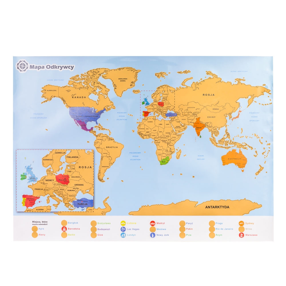Mapa odkrywcy zdrapka - Świat